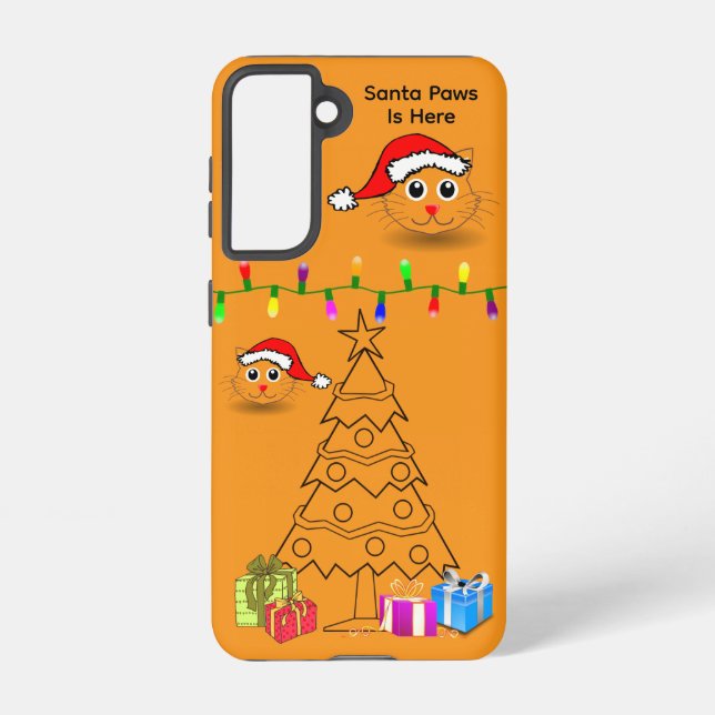 Coque Samsung Galaxy Étui Galaxy pour chat Santa Paws Is Here – Orange (Verso)