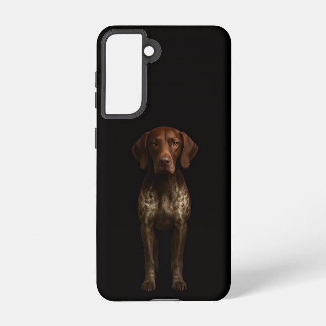 Coque Samsung Galaxy Étui Galaxy S21 Black 4 Luxe, chien Pointer allema (Verso)