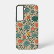 Étui Galaxy S22 à motif floral rétro