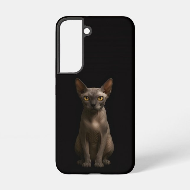 Coque Samsung Galaxy Étui Galaxy S22 Black 4 Luxe, Chat Sphynx (Verso)