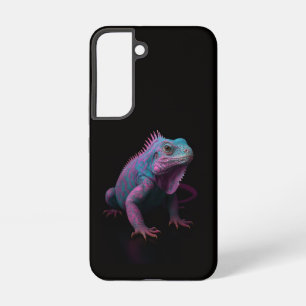 Coque Samsung Galaxy Étui Galaxy S22 Black 4 Luxe, Iguane Tropical Rose