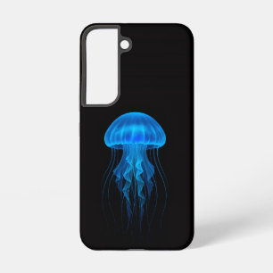 Coque Samsung Galaxy Étui Galaxy S22 Black 4 Luxe, méduse néon bleu