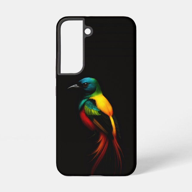 Coque Samsung Galaxy Étui Galaxy S22 Black 4 Luxe, Oiseau à Queue Arc-e (Verso)