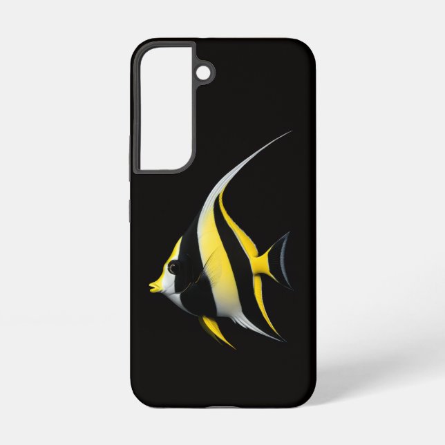 Coque Samsung Galaxy Étui Galaxy S22 Black 4 Luxe, Poisson-ange royal (Verso)