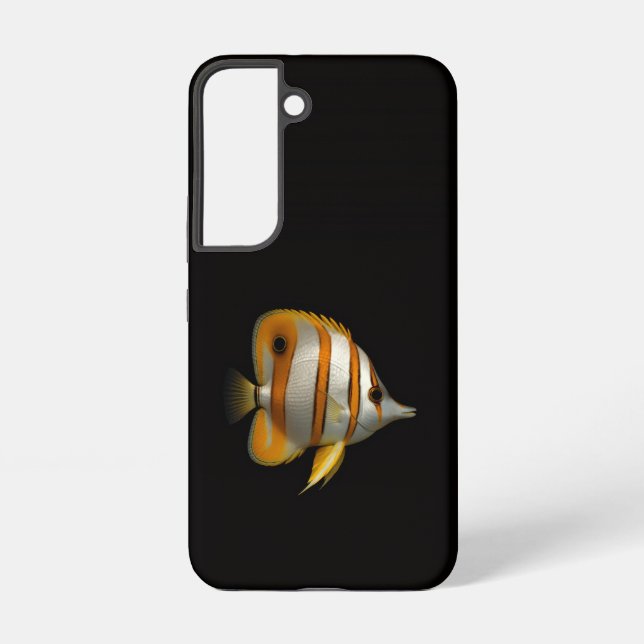 Coque Samsung Galaxy Étui Galaxy S22 Black 4 Luxe, Poisson-papillon de  (Verso)