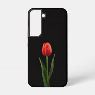 Coque Samsung Galaxy Étui Galaxy S22 Black 4 Luxe, Tulipe Rouge Rubis