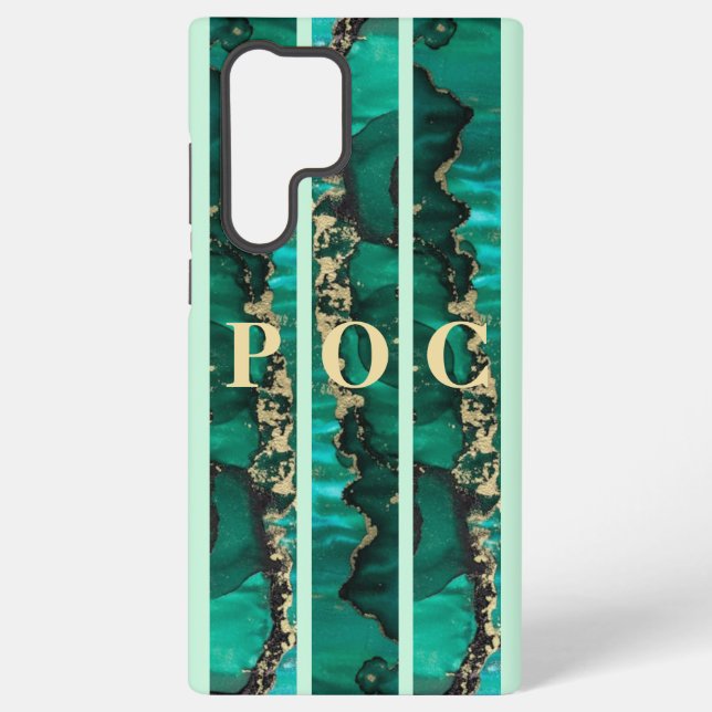 Coque Samsung Galaxy Étui Monogramme Abstrait Or Vert Case-Mate (Verso)
