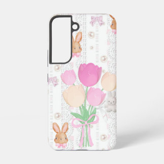 Coque Samsung Galaxy Étui pour téléphone Coquette Bunny – Blanc & Flora