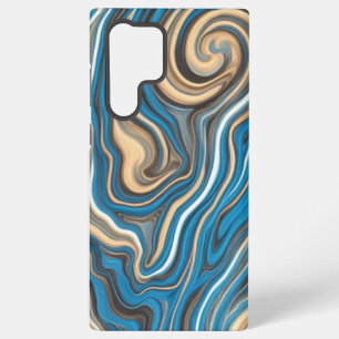 Coque Samsung Galaxy Étui S22 Ultra Tourbillons Bleu & Or