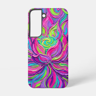 Coque Samsung Galaxy Étui Samsung Fleur de Lotus Néon Abstraite