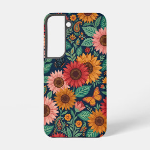 Coque Samsung Galaxy Étui Samsung Fleurs de Tournesol et Papillons Abst