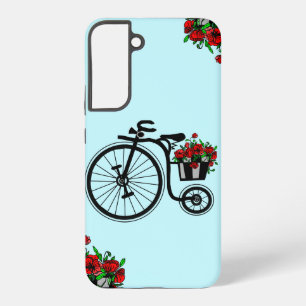 Coque Samsung Galaxy Étui Samsung Galaxy avec vélo et fleurs cadeau