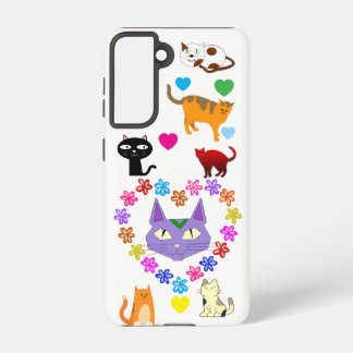 Coque Samsung Galaxy Étui Samsung Galaxy Chats & Cœurs Colorés