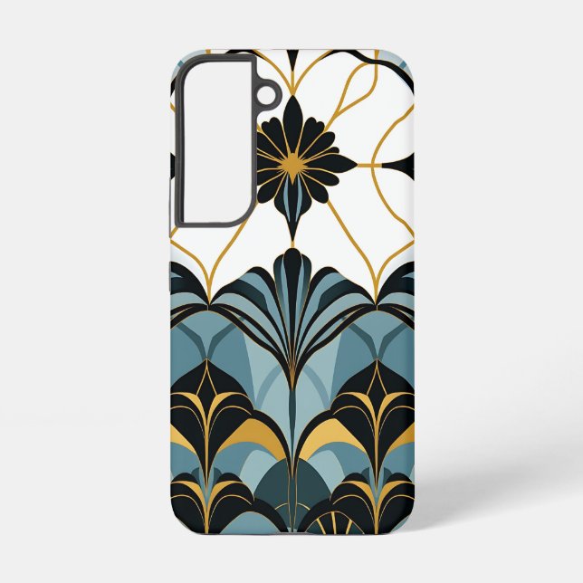 Coque Samsung Galaxy Étui Samsung Galaxy déco bleu et or (Verso)