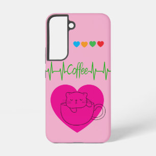 Coque Samsung Galaxy Étui Samsung personnalisé Chat Café dans Tasse – R