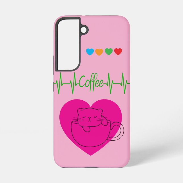 Coque Samsung Galaxy Étui Samsung personnalisé Chat Café dans Tasse – R (Verso)