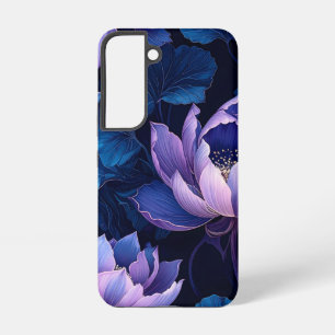 Coque Samsung Galaxy Étui Téléphone Fleur de Lotus Bleu Violet Foncé