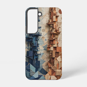 Coque Samsung Galaxy Étui Tours Futuristes Navy et Terracotta