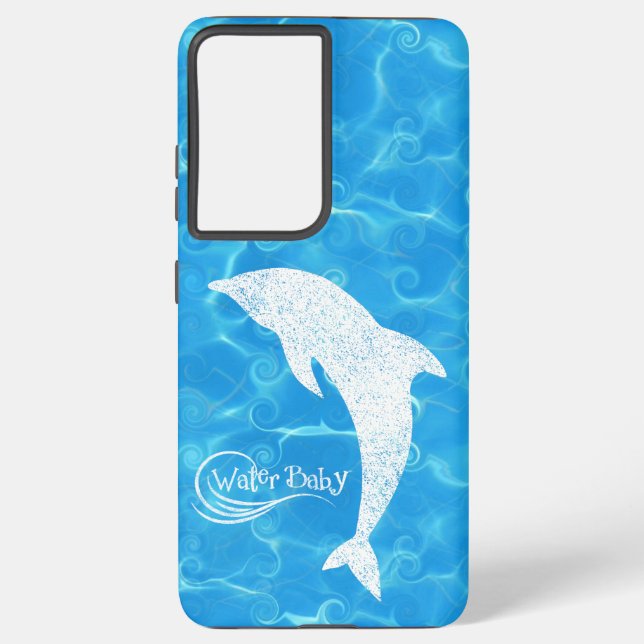Coque Samsung Galaxy Étui Vague de Bébé Dauphin d'Eau (Verso)