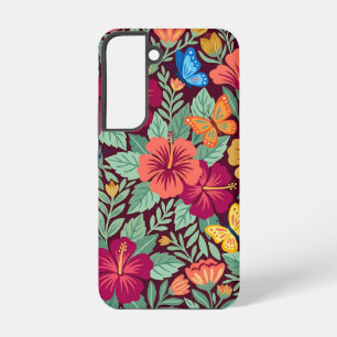 Coque Samsung Galaxy Étuis Samsung à motifs abstraits de fleurs d'hibis