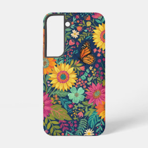 Coque Samsung Galaxy Étuis Samsung Fleur de Tournesol Abstraite Papillo