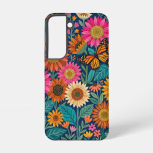 Coque Samsung Galaxy Étuis Samsung Fleur de Tournesol Papillon Abstrait