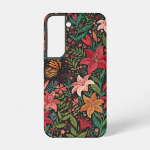 Coque Samsung Galaxy Étuis Samsung Fleurs Colorées Abstraites Papillon