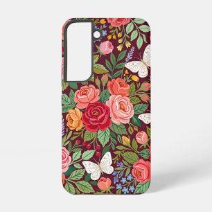 Coque Samsung Galaxy Étuis Samsung Fleurs Colorées Abstraites Papillons