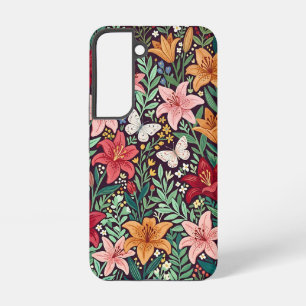 Coque Samsung Galaxy Étuis Samsung Fleurs de Lys et Papillons Abstraits