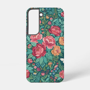 Coque Samsung Galaxy Étuis Samsung Fleurs de Pivoine Abstraites Papillo