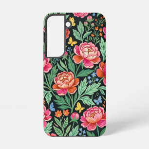 Coque Samsung Galaxy Étuis Samsung Fleurs de Pivoine Abstraites Papillo