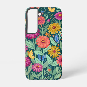 Coque Samsung Galaxy Étuis Samsung Fleurs de Zinnia Abstraites Papillon