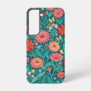 Coque Samsung Galaxy Étuis Samsung Fleurs de Zinnia Abstraites Papillon