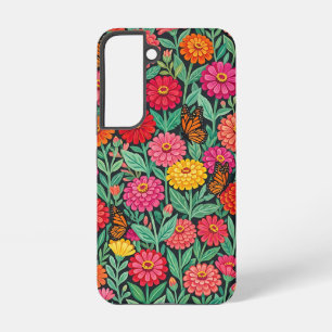 Coque Samsung Galaxy Étuis Samsung Fleurs de Zinnia Mexicaines Abstrait
