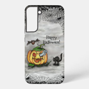 Coque Samsung Galaxy Fantôme, Chat, Chauve-souris et Citrouille, Joyeux