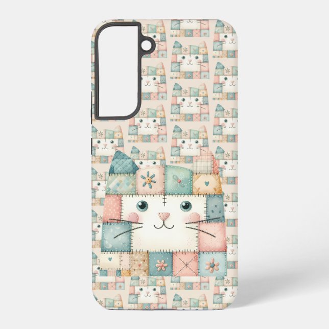 Coque Samsung Galaxy Fausse Maison de Chat au Patchwork Pastel (Verso)