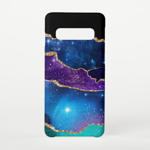 Coque Samsung Galaxy S10 Fausse Pierre d'agate Marbrée Galaxie Brillante et