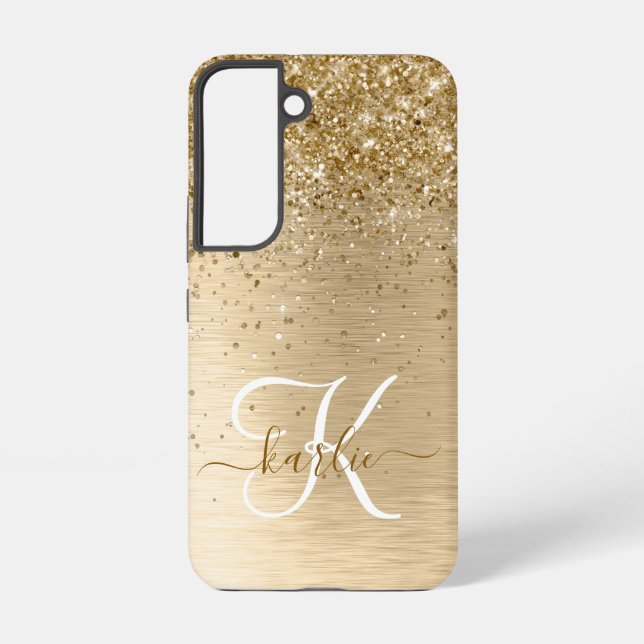 Coque Samsung Galaxy Faux Gold brossé Parties scintillant métallique Im (Verso)
