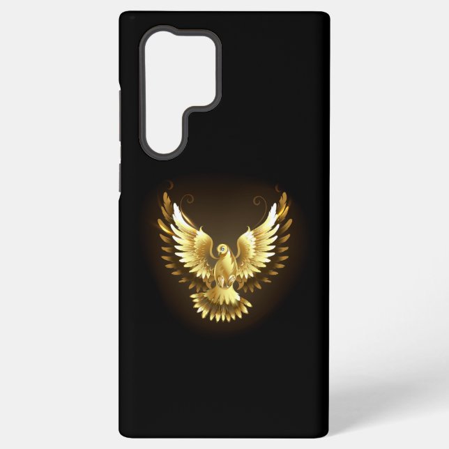 Coque Samsung Galaxy Faux Gold Foil Peace Dove en noir (Verso)