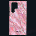 Coque Samsung Galaxy Faux Marbre Rose Texture Avec Parties scintillant<br><div class="desc">Arrière - plan de texture élégante en marbre faux rose. Peut être customisé avec votre nom.</div>