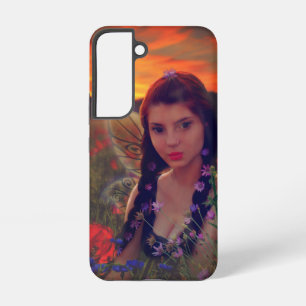 Coque Samsung Galaxy Fée au coucher du soleil dans un champ de pavots I