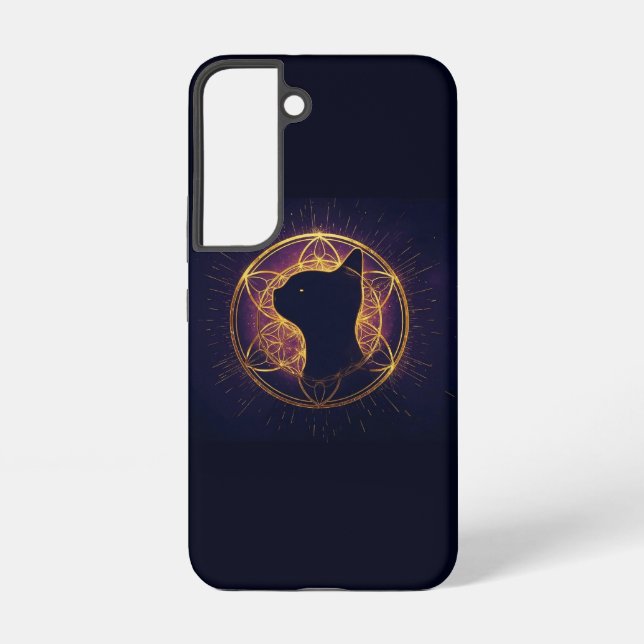 Coque Samsung Galaxy Félin Mystique au Sein du Cercle Sacré (Verso)