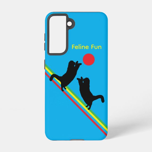 Coque Samsung Galaxy Feline Fun Black Cats Galaxy Case – Turquoise (Verso)