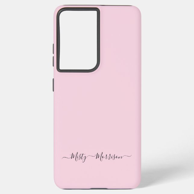 Coque Samsung Galaxy Feminine Pastel Rose avec Script Nom personnalisé (Verso)