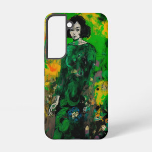 Coque Samsung Galaxy femme dans le champ coloré