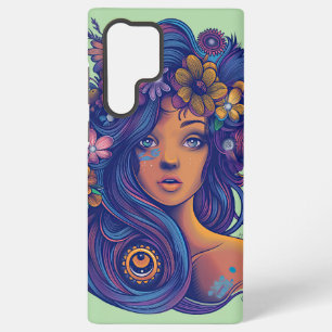 Coque Samsung Galaxy Femme d'Imaginaire Boho avec cheveux floraux