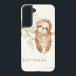 Coque Samsung Galaxy Fente Aquarelle Boho Garder Sourire Arbre Foliage<br><div class="desc">Cette douce Sloth pendue à un Eucalyptus a été magnifiquement capturée en aquarelle par l'artiste et designer de renommée internationale,  Audrey Jeanne Roberts. Le texte typographique "KEEP SMILING",  feuillage muet et branche d'arbre complètent ce design. Droit d'auteur .</div>