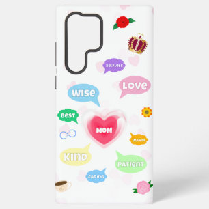 Coque Samsung Galaxy Fête des mères Meilleure maman Mot Nuages Reine Co