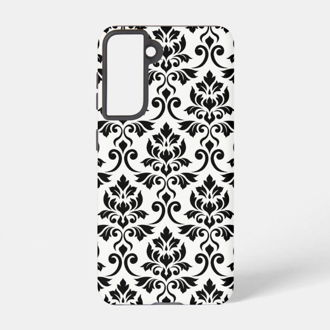 Coque Samsung Galaxy Feuille Damask Lg Motif noir sur blanc (Verso)