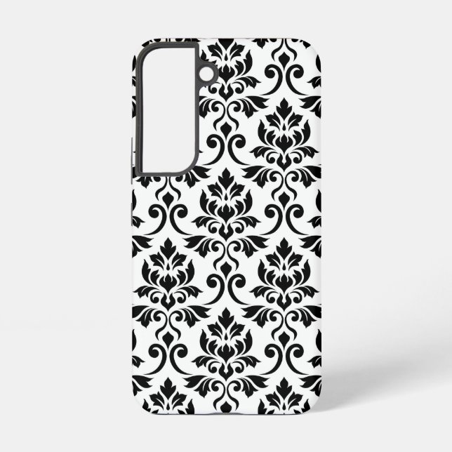 Coque Samsung Galaxy Feuille Damask Lg Motif noir sur blanc (Verso)